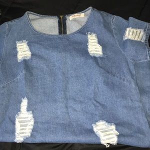 Distressed jean dress